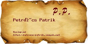Petrács Patrik névjegykártya